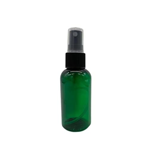 Natural Farms 2 oz Plastic Green Boston Bottles - 6 Pack Black Fine Mist Sprayers
