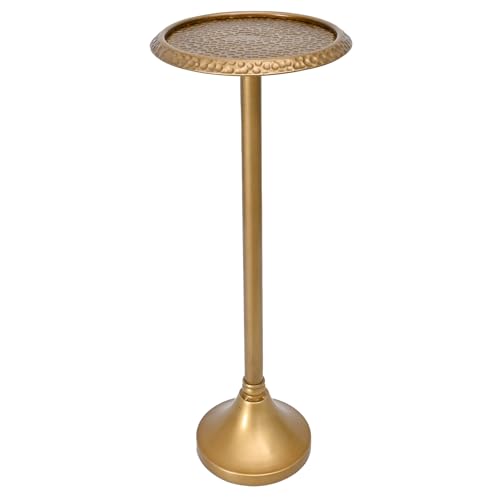 Antique Gold Hammered Drink Table – SwallowLiving 23in Side Table, Brass Brass Finish