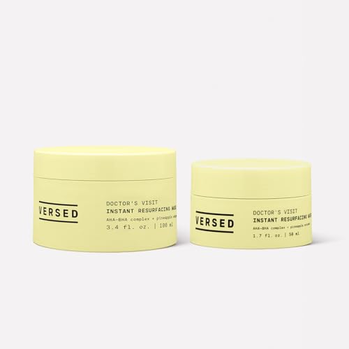 Versed Doctor¡¯s Visit Exfoliating Face Mask, Jumbo - AHA BHA Facial Exfoliant, Pore Minimizer + Skin Resurfacing Enzyme Mask - Moisturizing, Smoothing + Brightening Vegan Skincare (3.4 Fl Oz)