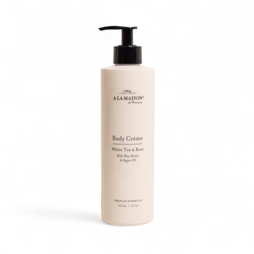 A LA MAISON Body Cr?me ? White Tea & Rose ? Shea Butter Body Lotion with Argan & Avocado Oils ? Rich, Nourishing French Formula for Dry Skin ? 12 oz ? Amber Collection