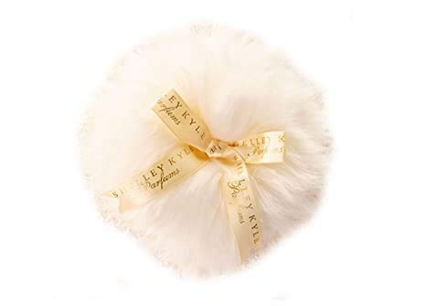Large Handmade Wool Dusting Powder Puff with Crystal Dish - 7x7 Inches
