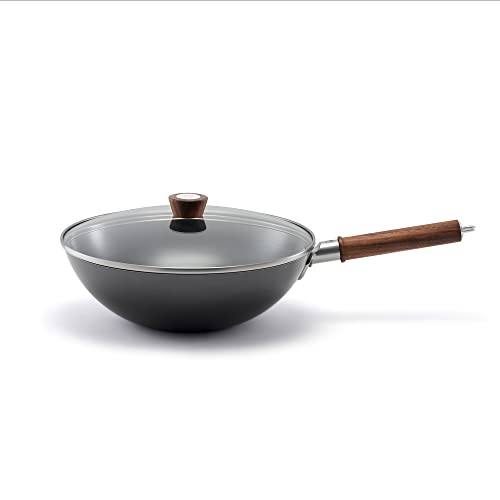 ZWILLING 12-inch Carbon Steel Wok with Lid - Black, High-Heat Cooking