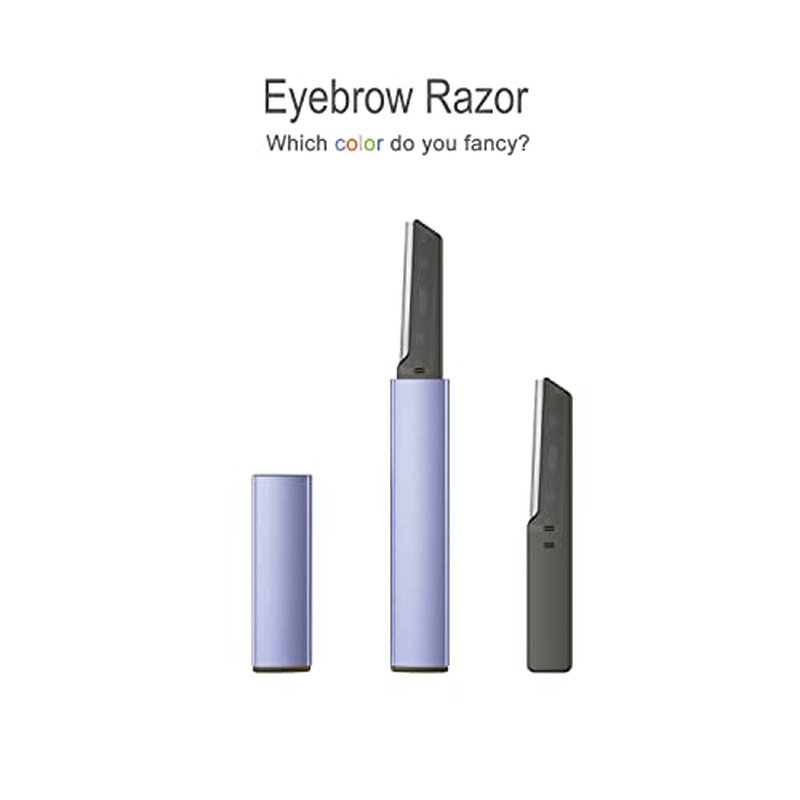 Exfoliating Eyebrow Razor Dermaplaning Tool Eyebrow Trimmer with 4 Replacement Blades, Facial Razors for Women Aluminum Alloy Handle & Stainless Steel Blade (Blue)