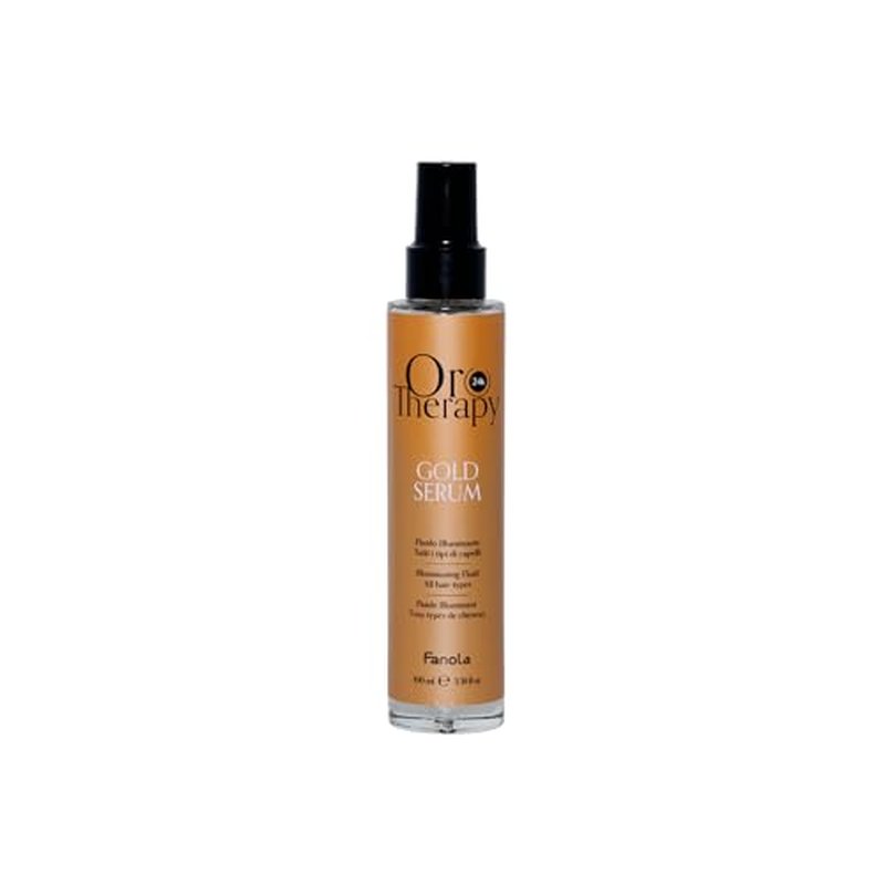 Fanola Oro Therapy Bi-Phase Hair Serum - Infused with Keratin, Argan Oil & Micro-Active Gold for Damaged Hair - Ideal for Frizz Control and Split End Repair (3.38 Fl oz)