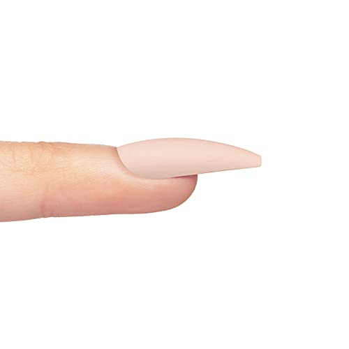 KISS Gel Fantasy, Press On Nails, Nail glue included, '4 the Cause', Beige, Long Size, Coffin Shape, Includes 28 Nails, 2g Glue, 1 Manicure Stick, 1 Mini File, 1 Adhesive Tab