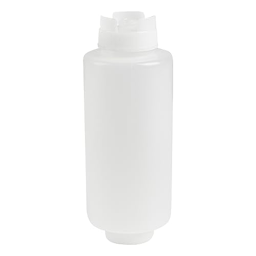 6 Pack 32 oz Clear Plastic Squeeze Bottles with Refill & Dispensing Lids