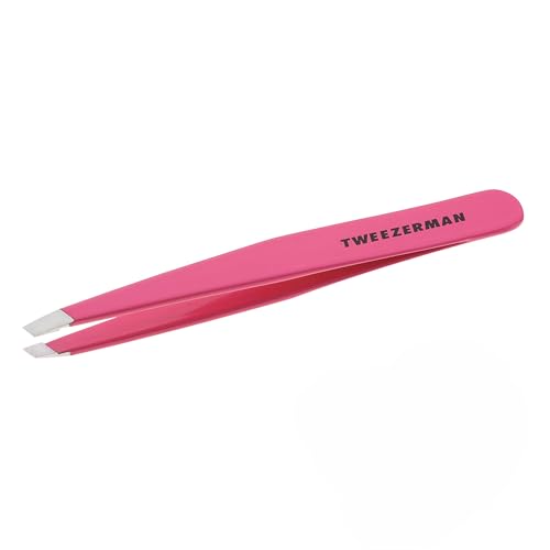 Tweezerman Slant Tweezer Neon Pink – Eyebrow Tweezers, 1 Count