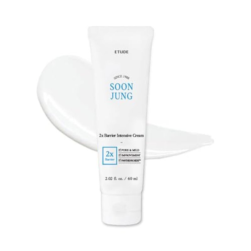 ETUDE SoonJung 2x Intensive Cream for Barrier Repair, Rich Moist, Madecassoside & Panthenol for Soothing, Face Moisturizer for Sensitive Skin, pH Balanced, Hypoallergenic, Korean Skin Care,2.02 Fl Oz