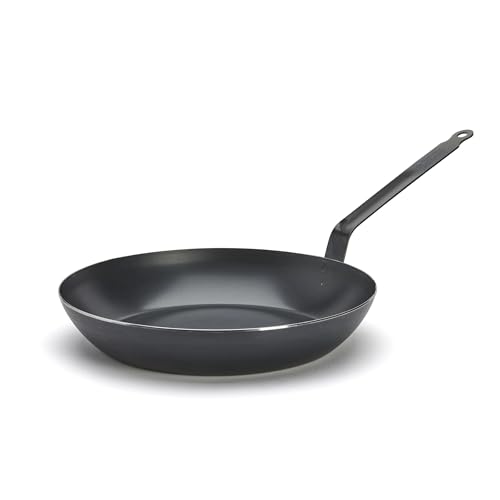 12.5-Inch Blue Carbon Steel Fry Pan - Oven Safe, Naturally Non-Stick, Made in France