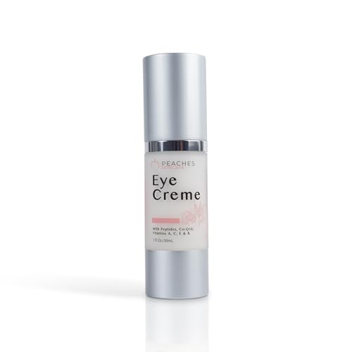 Peaches Skin Care Under Eye Cream ? Targets Puffiness, Dark Circles, and Bags ? Vegan Formula with Peptides, Co-Q10, Squalene, Vitamins, and Reishi ? Eye Cr?me (1 oz)