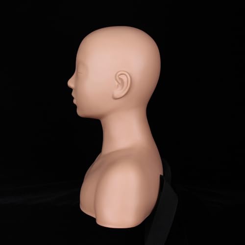 Chocolate Silicone Practice Mannequin Head for Makeup & Massage Training - Reusable Cosmetology Model with Shoulder Strap