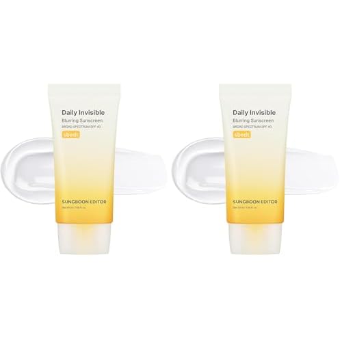 SUNGBOON EDITOR Daily Invisible Blurring Sunscreen with Broad Spectrum SPF 40 Invisible Sunscreen for Face, Makeup Primer spf, 50ml, 1.69 fl.oz, Oil Free, Weightless (Pack of 2)