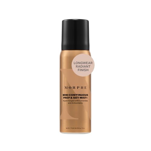 Morphe Continuous Setting Duo - Full-Size Prep & Set Mist (2.8 oz) + Travel-Size Mini Mist (1.3 oz), Micro-Fine Sprays with Ceramides and Antioxidants for Hydration & Hold