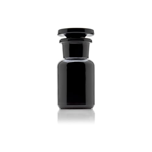 Infinity Jars 50?ml (1.69?fl?oz) Black Ultraviolet Blocking Glass Apothecary Jar Airtight Smell?Proof Refillable Container for Herbs, Spices, Tea & Essential Oils