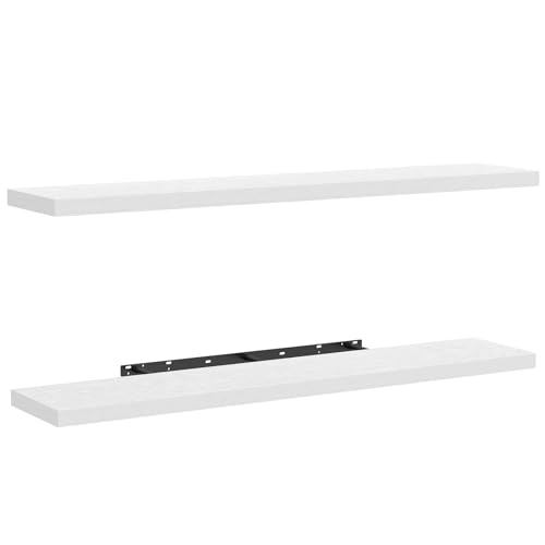 Amada 47-Inch White Floating Shelves Set of 2 with Invisible Brackets