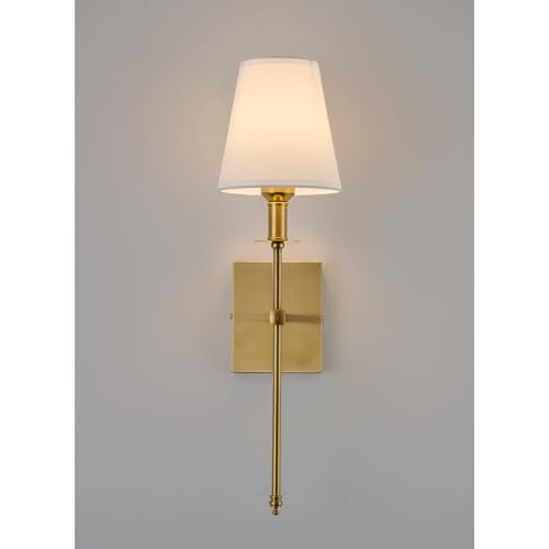 Gold Wall Sconces Set of 2 - Vintage Hardwired Bathroom & Bedroom Lighting