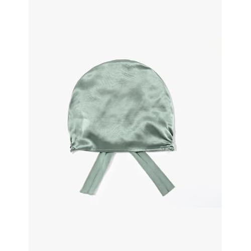 LilySilk Silk Bonnet for Sleeping Womens Sleep Cap 100% 19MM Mulberry Silk for Long Curly Hair Adjustable Stretchy Avocado Green
