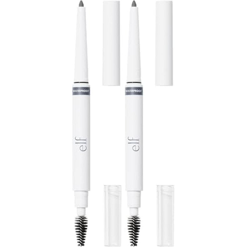 e.l.f. Instant Lift Waterproof Brow Pencil, Long-Lasting Eyebrow Pencil For Grooming & Shaping Brows, Vegan & Cruelty-free, Grey (Pack of 2)