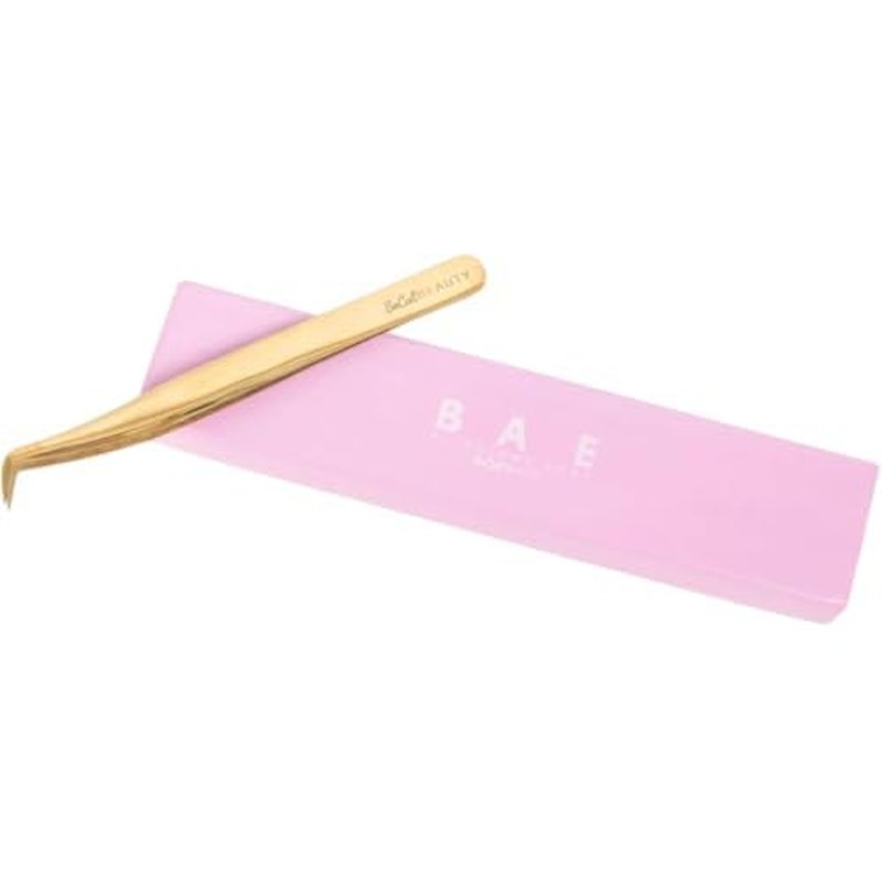 Bae XL Volume Boot Tweezer by SoCal Beauty - Professional Lash Extension Tool for Mega Volume Fans, Extra-Long Gold Tweezers with MM Measurement - Lash Artist Essential