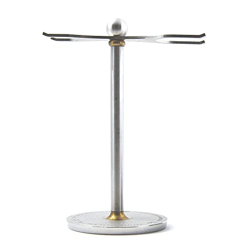 Heavy Duty Viking Style Razor & Brush Stand - Antique Stainless Steel & Brass