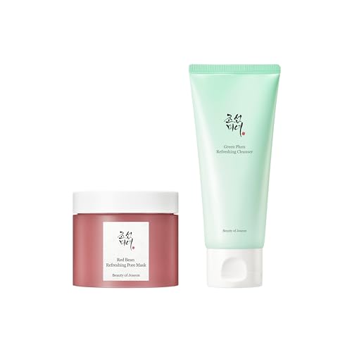 Korean Red Bean Pore Mask with Green Plum Cleanser - Hydrating Skincare Set