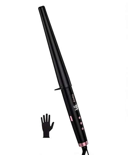 Farery Tapered Curling Wand with Extra Long 7.3-Inch Barrel, 3/4-1 1/4 Inch Conical, Adjustable Temperature