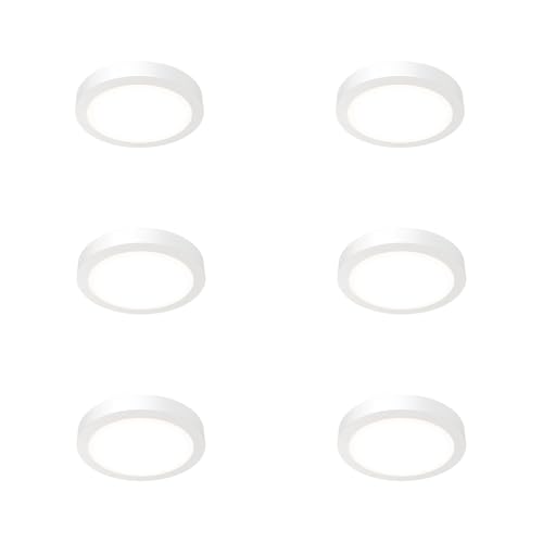 6-Pack LED Ceiling Light 6 Inch Slim Surface Mount Downlight with Selectable White - Wet Rated