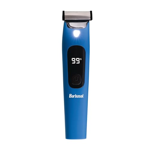 Barbasol Face and Body Shaver, Hybrid Face and Body Single Blade Shaver, Rechargeable with a 2 Hour Run Time, Wet or Dry Shave, LED Screen, Built in Light, Stainless Steel