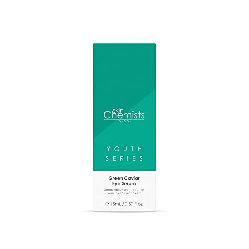 Skin Chemists Anti-Aging Eye Serum, 15ml - Green Caviar Extract & Matrikine Peptide 6 for Under Eye Wrinkle Reduction, Hydrating and Elasticated Skin