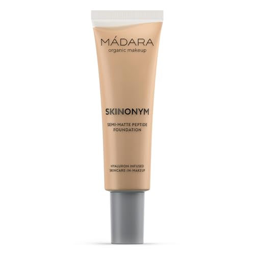 MADARA Organic Skincare | SKINONYM Semi-Matte Peptide Foundation, #40 SAND, 30ml ? Boosted by collagen-supporting peptides, Semi-matte finish, Adapts to the skin's texture, Ecocert certified.