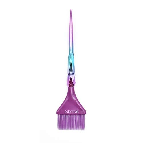 Colortrak The Aurora Collection Wide Color Brushes, Gem-Cut Handle, Tapered End, Stain-Free Metallic Finish, Matches Other The Aurora Collection Products, 2 Pack - 1xFirm Bristle, 1xFeather Bristle