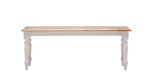 Farmhouse Dining Bench - Cream/Natural Rubberwood Entryway & Kitchen Seating - Variation of THIS listing