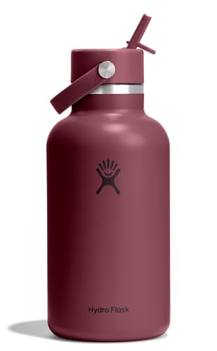 Hydro Flask 64 Oz Burgundy Wide Mouth Insulated Water Bottle with Flex Straw Cap