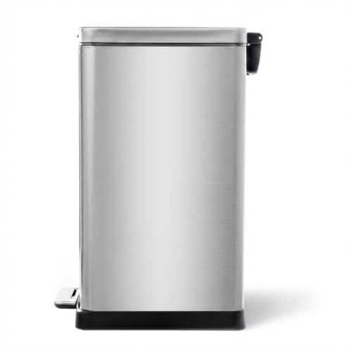 Kitchen Trash Can 12 Gallon Slim Fit Waste Bin with Soft-Close Lid - Silver