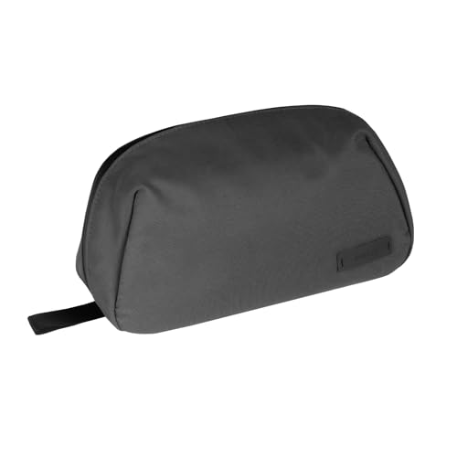 Dark Grey Compact Dopp Kit for Travel with 150° Large Opening and Organized Storage