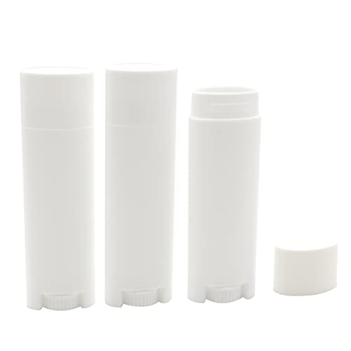 100PCS White Oval Lip Balm Tubes with Caps - 5ml Plastic Lip Gloss Containers