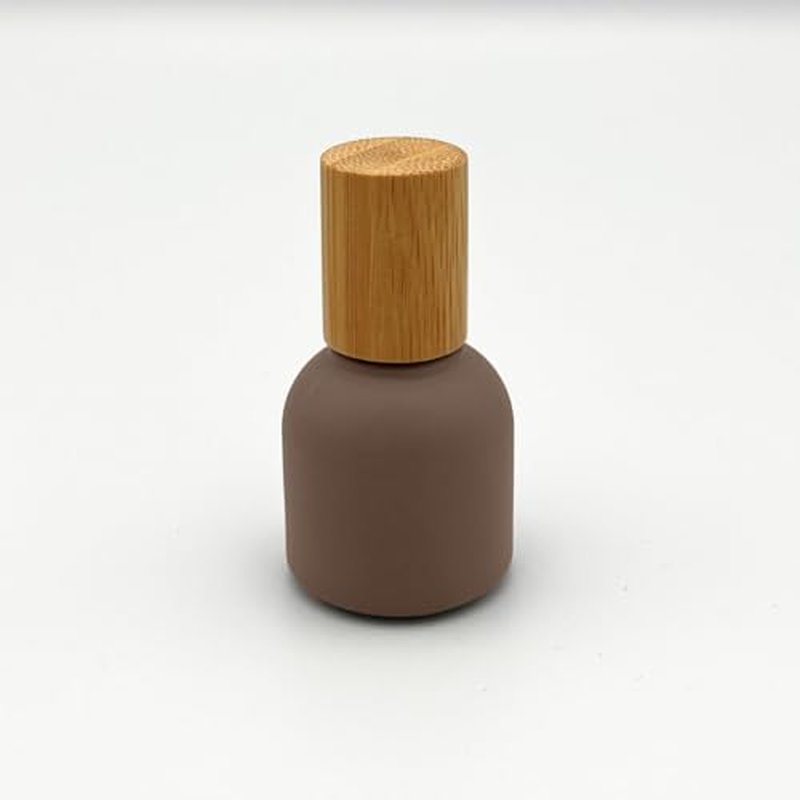 10ml Glass Roller Bottles with Bamboo Cap and Stainless Steel Ball for Essential Oils (Chocolate, Bamboo)
