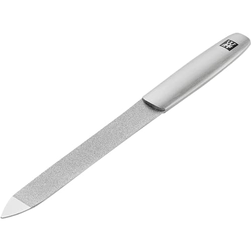 ZWILLING Sapphire Nail File (coarse and fine Grained File Surfaces for Shortening and Shaping, Cleaning tip), Premium, Silver, 5 inch