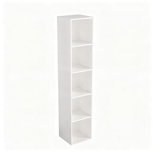White Cube Bookshelf 5-Cube Storage Organizer Freestanding Home Office & Living Room