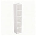 White Cube Bookshelf 5-Cube Storage Organizer Freestanding Home Office & Living Room