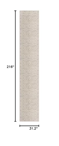SIILOOM 2.6x18 ft Washable Non Slip Area Rug for Hallway & Kitchen - Cream/Beige/Yellow/White/Grey, Vintage Floral Pattern