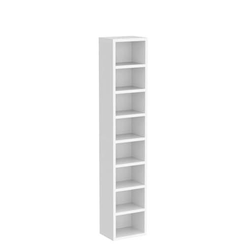 IOTXY Small Narrow Corner Bookcase - 71 Inch Tall White Storage Cabinet, 8 Cubes without Door