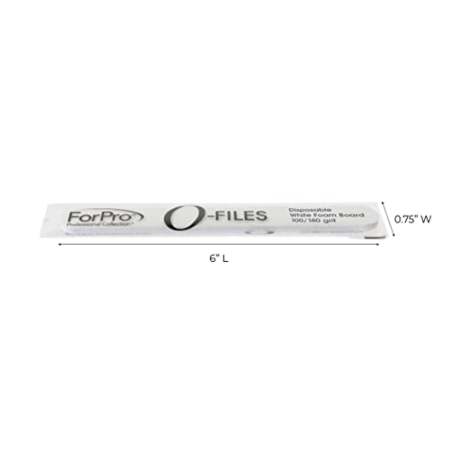 ForPro O-Files Foam Board Nail Files 100/180 Grit, White - 100 Count Disposable