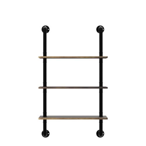 Brown 3-Tier Industrial Pipe Shelving Over Toilet Wall Storage Rustic Farmhouse