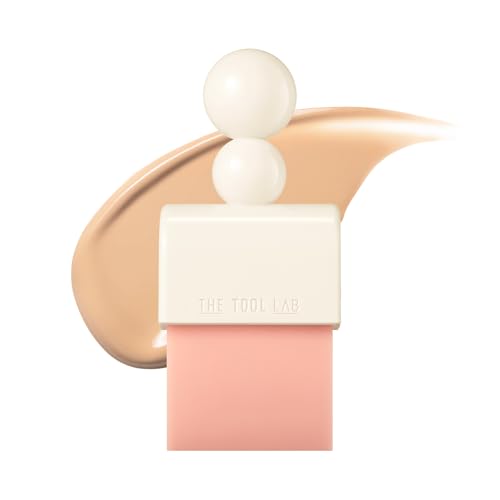 THE TOOL LAB Magnet Styler Radiant Dual Puff, Liquid Foundation Application with Silicone Spatula & Tapping Puff, Liquid Cream Makeup Blending Tool, Korean Makeup (1 Count)