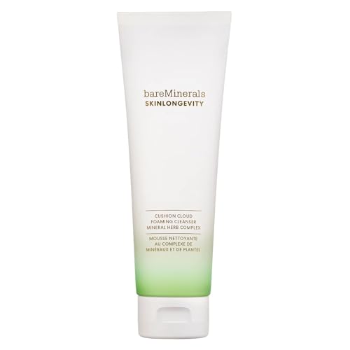 BareMinerals Skinlongevity Cushion Cloud Cream-to-Foam Facial Cleanser – Gentle Skin Barrier Support