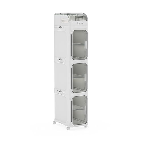 4-Tier Slim Bathroom Storage Cabinet Tall Narrow Organizer - BINSIO