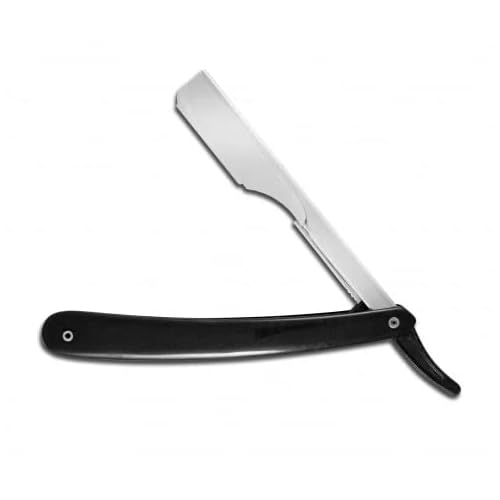 The Shave Factory Black & Silver Straight Edge Razor, Single Edge Blade Compatible Shaving Kit, Easy Replaceable Blade Razor (2 Piece Set)