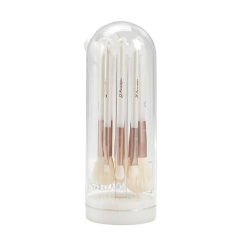 Impressions Vanity 6 PCs Makeup Brush Set with Hello Kitty Kawaii Icon, Super Soft Brushes for Foundation, Face Powder, Blending, Eye Shadow, and Liner with Cute Bell Jar (White)