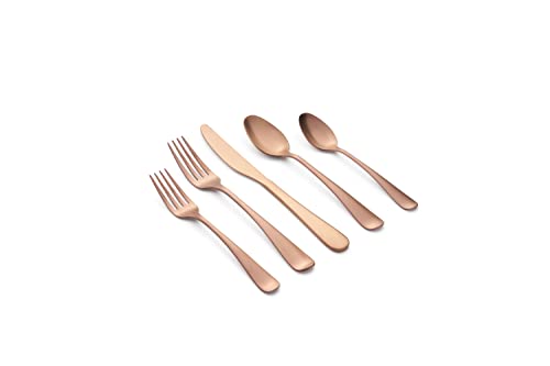 Copper Satin 20-Piece Flatware Set for 4 - Modern Dinnerware Cutlery